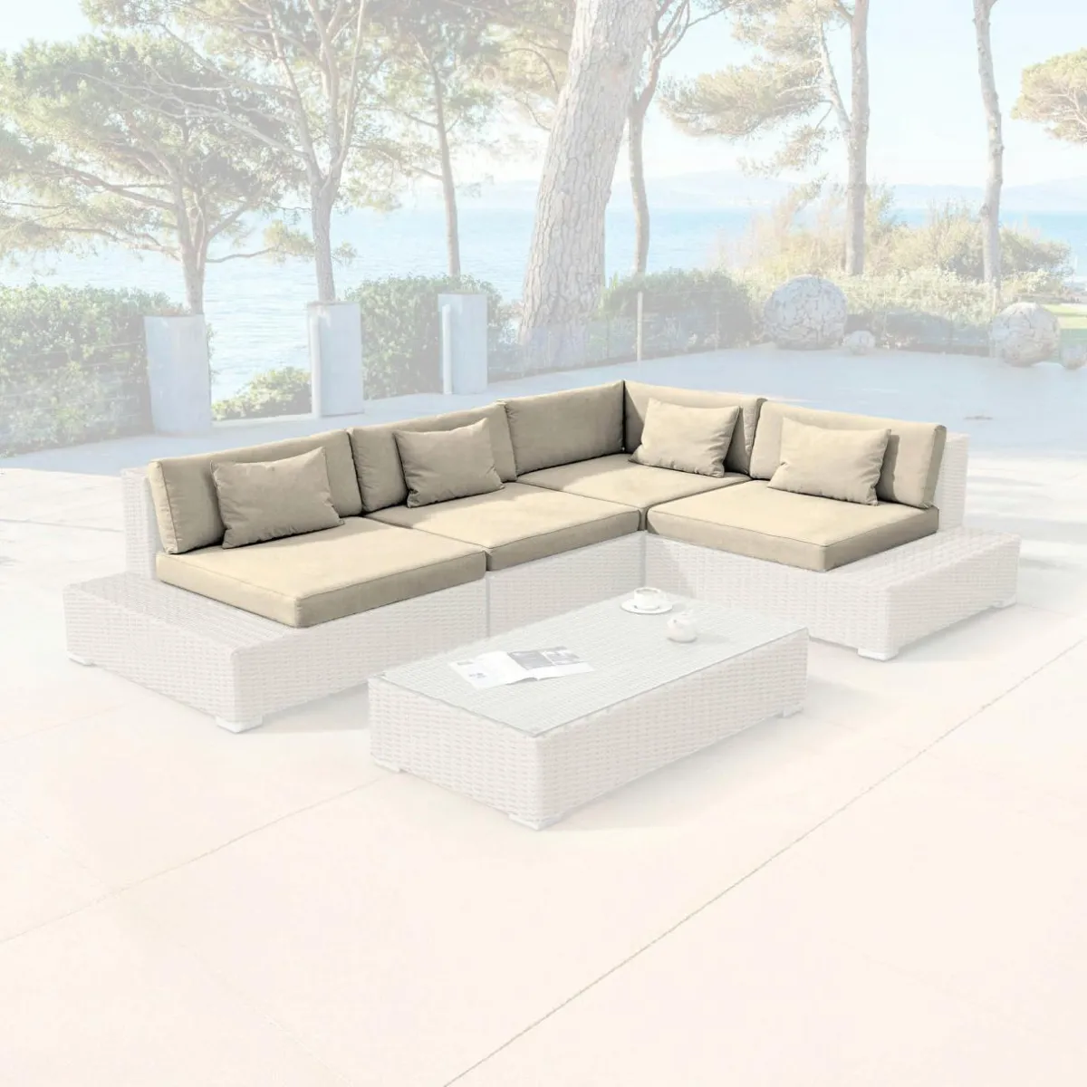 MOBELLIA Housses de coussin de remplacement pour salon de jardin 5 places Palma Beige Clearance