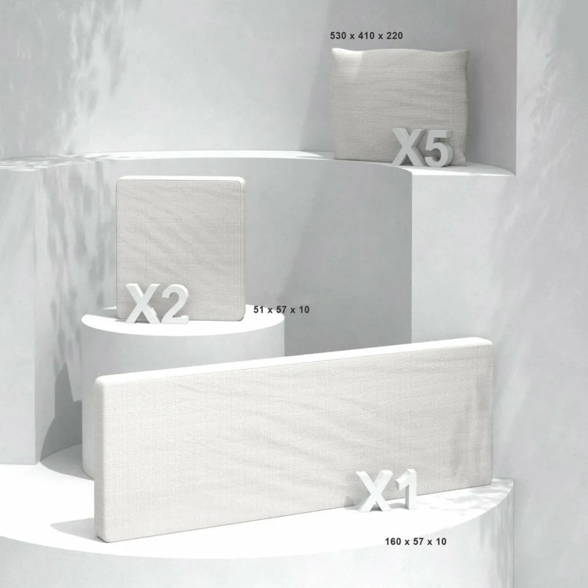 MOBELLIA Housses de coussin de remplacement pour salon de jardin Calvi 5 places - Blanc Hot