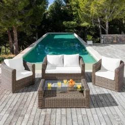 MOBELLIA Housses de coussin de remplacement pour salon de jardin Calvi 5 places - Blanc Hot