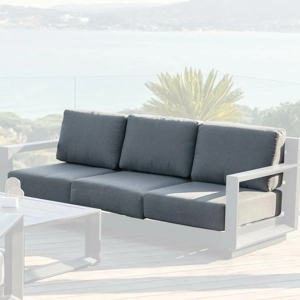 MOBELLIA Housses de coussin de remplacement pour Canapé 3 places Elba Gris Anthracite Discount