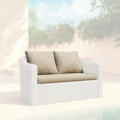 MOBELLIA Housses de coussin de remplacement pour Canapé 2 places Calvi Taupe Discount