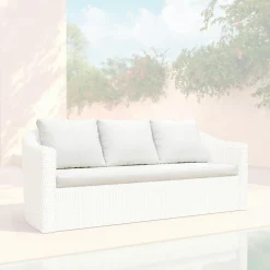 MOBELLIA Housses de coussin de remplacement pour Canapé 3 places Calvi Blanc Sale