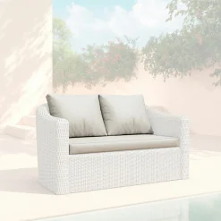 MOBELLIA Housses de coussin de remplacement pour Canapé 2 places Calvi Gris clair Discount
