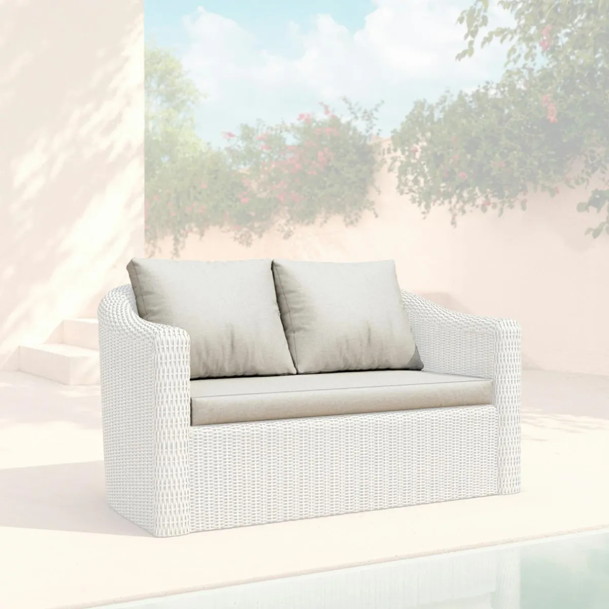 MOBELLIA Housses de coussin de remplacement pour Canapé 2 places Calvi Gris clair Discount