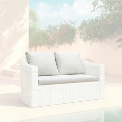 MOBELLIA Housses de coussin de remplacement pour Canapé 2 places Calvi Blanc