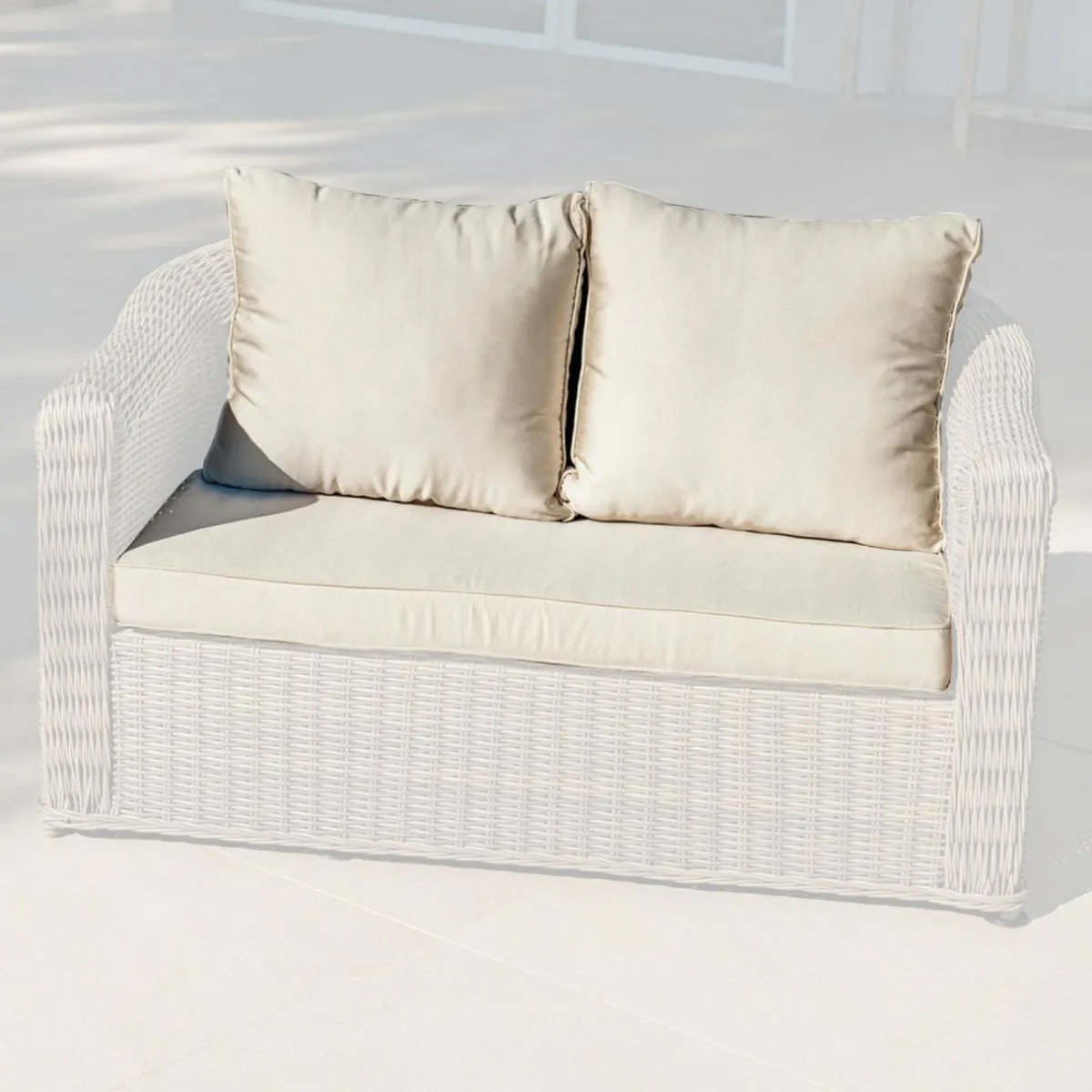 MOBELLIA Housses de coussin de remplacement pour Canapé 2 places Calvi Beige Hot