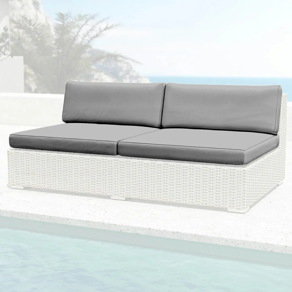 MOBELLIA Housses de coussin de remplacement pour Chauffeuse 2 places Palma Gris anthracite Gris foncé Sale