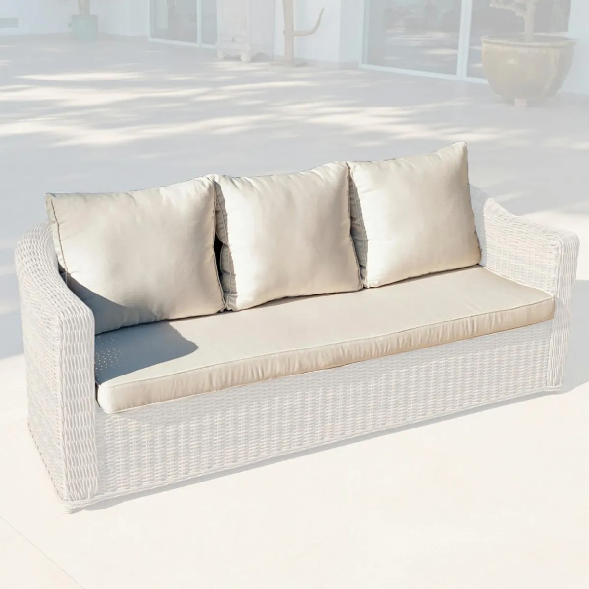 MOBELLIA Housses de coussin de remplacement pour Canapé 3 places Calvi Beige New