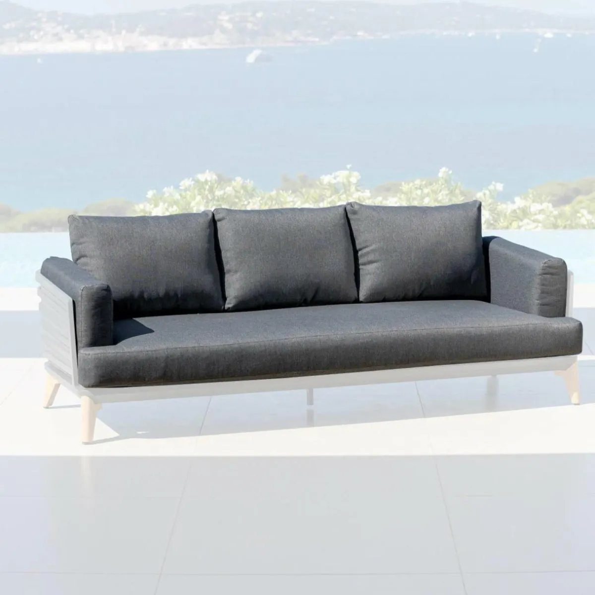 MOBELLIA Housses de coussin de remplacement pour Canapé 3 places Monte Carlo Gris Anthracite Outlet