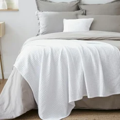 EMINZA Jeté de lit coton nid d'abeille (130 x 160 cm) Maya Blanc Outlet
