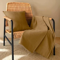 EMINZA Jeté de lit coton tissé (130 x 160 cm) Léa Camel Sale