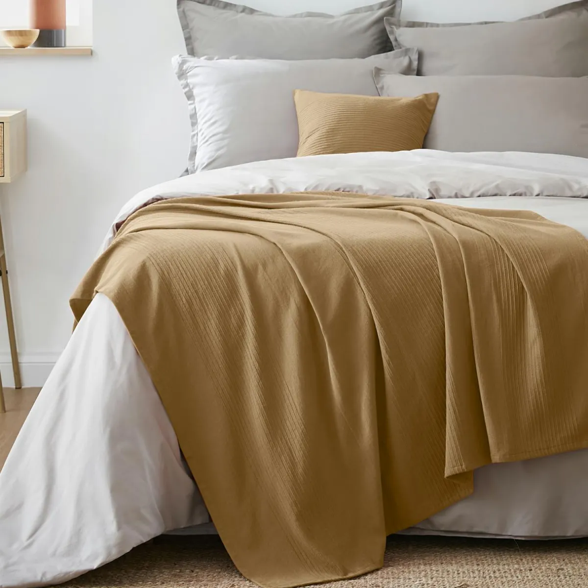 EMINZA Jeté de lit coton tissé (130 x 160 cm) Léa Camel Sale