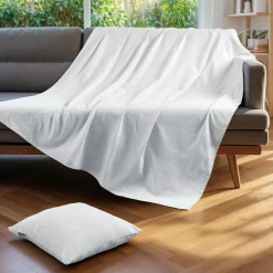 EMINZA Jeté de lit coton tissé (130 x 160 cm) Léa Blanc Clearance