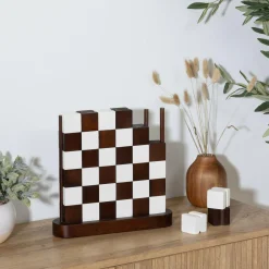 Atmosphera, cru017dateur d'intu017drieur Jeu Damier Bois (27 x 28 cm) Twist Marron New