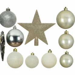 KAEMINGK Kit de décoration de sapin de Noël Novae multi Argent / / Or / Perle Blanc laine