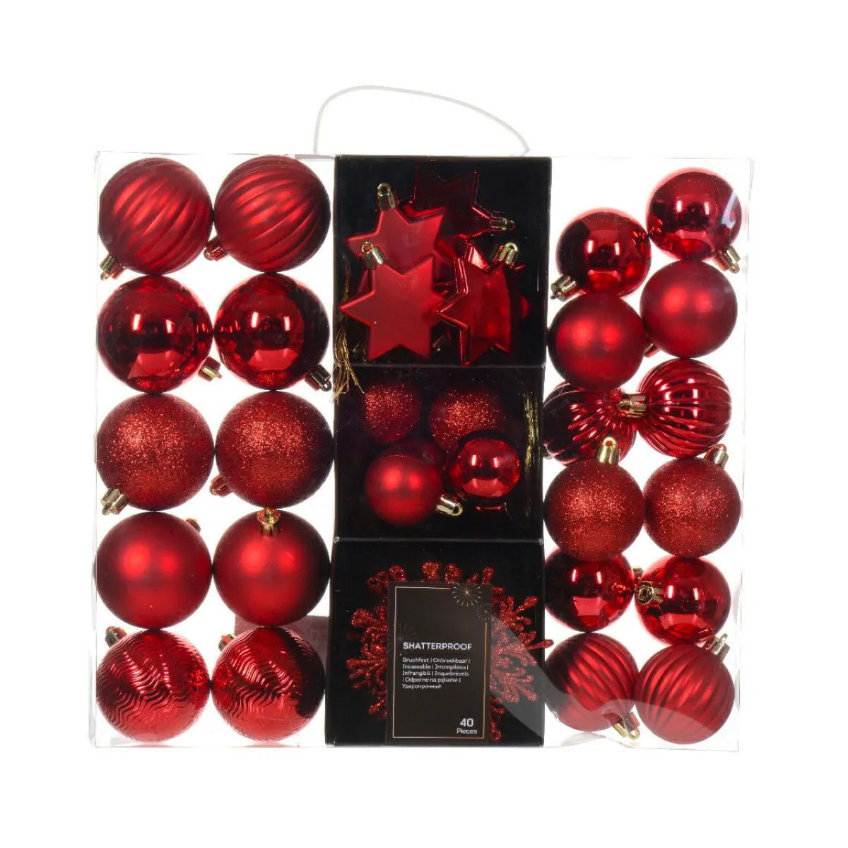 KAEMINGK Kit de décoration de Sapin de Noël (40 pcs) Cristal Rouge New