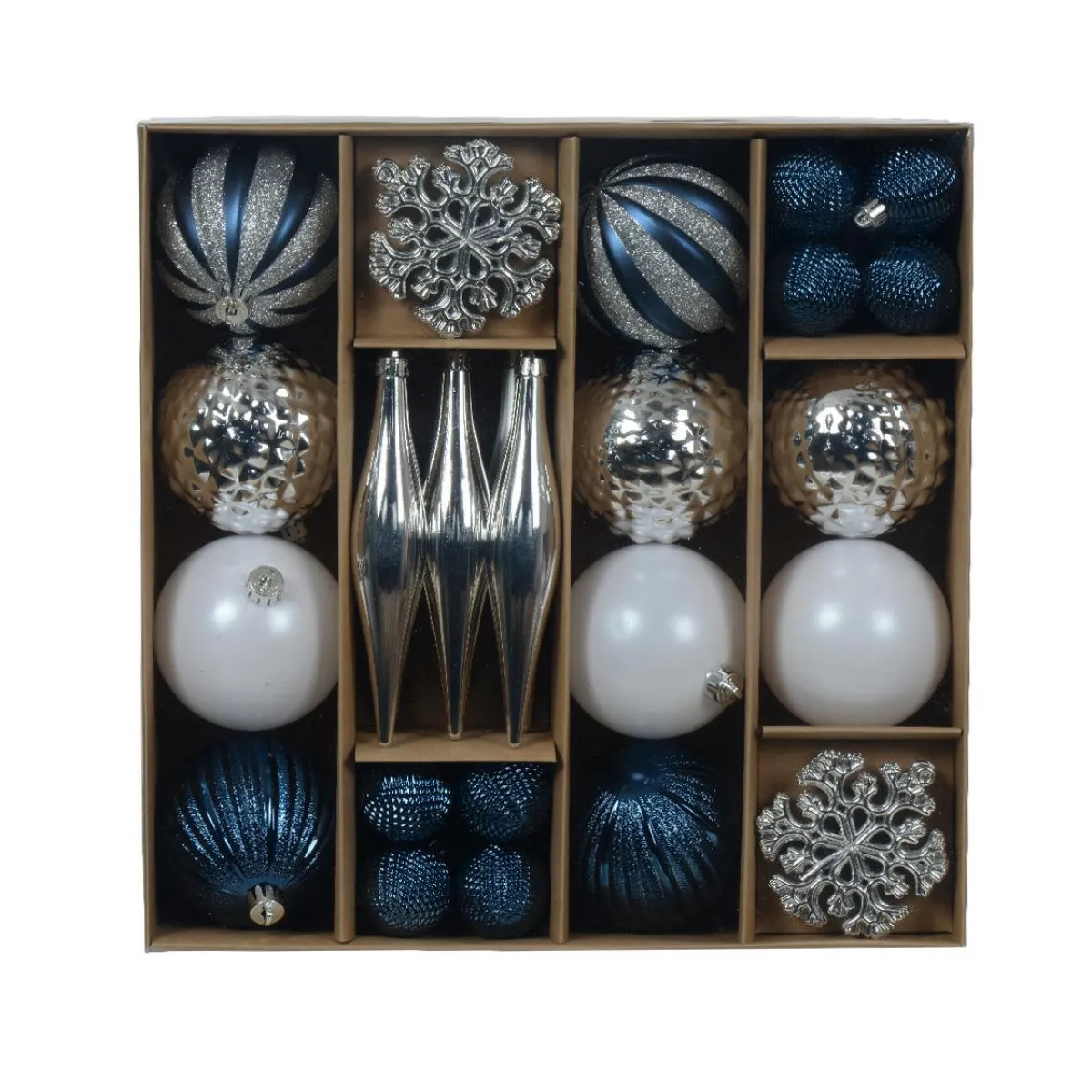 KAEMINGK Kit de décoration de sapin de Noël Christmas argent et blanc Bleu Discount