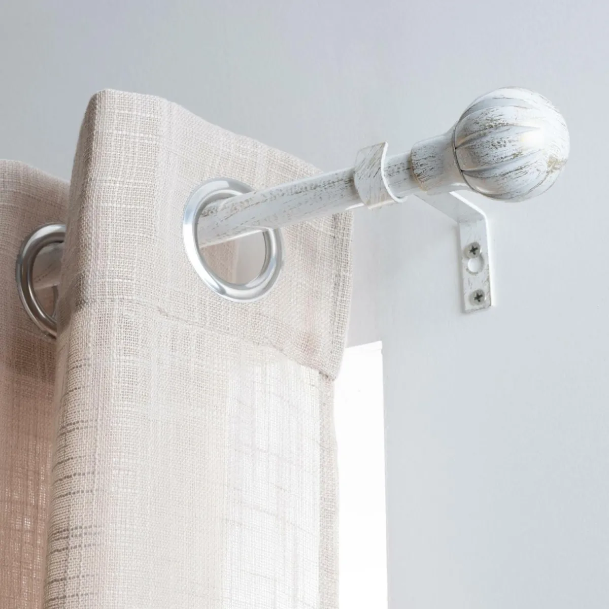 LUANCE Kit de tringle extensible (L210 - L380 cm / D19 mm) Touch of Zen et Or Blanc