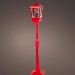 KAEMINGK Lampadaire de Noël illuminé, musical et animé 10 LED (H135 cm) Neige tombante Rouge Clearance