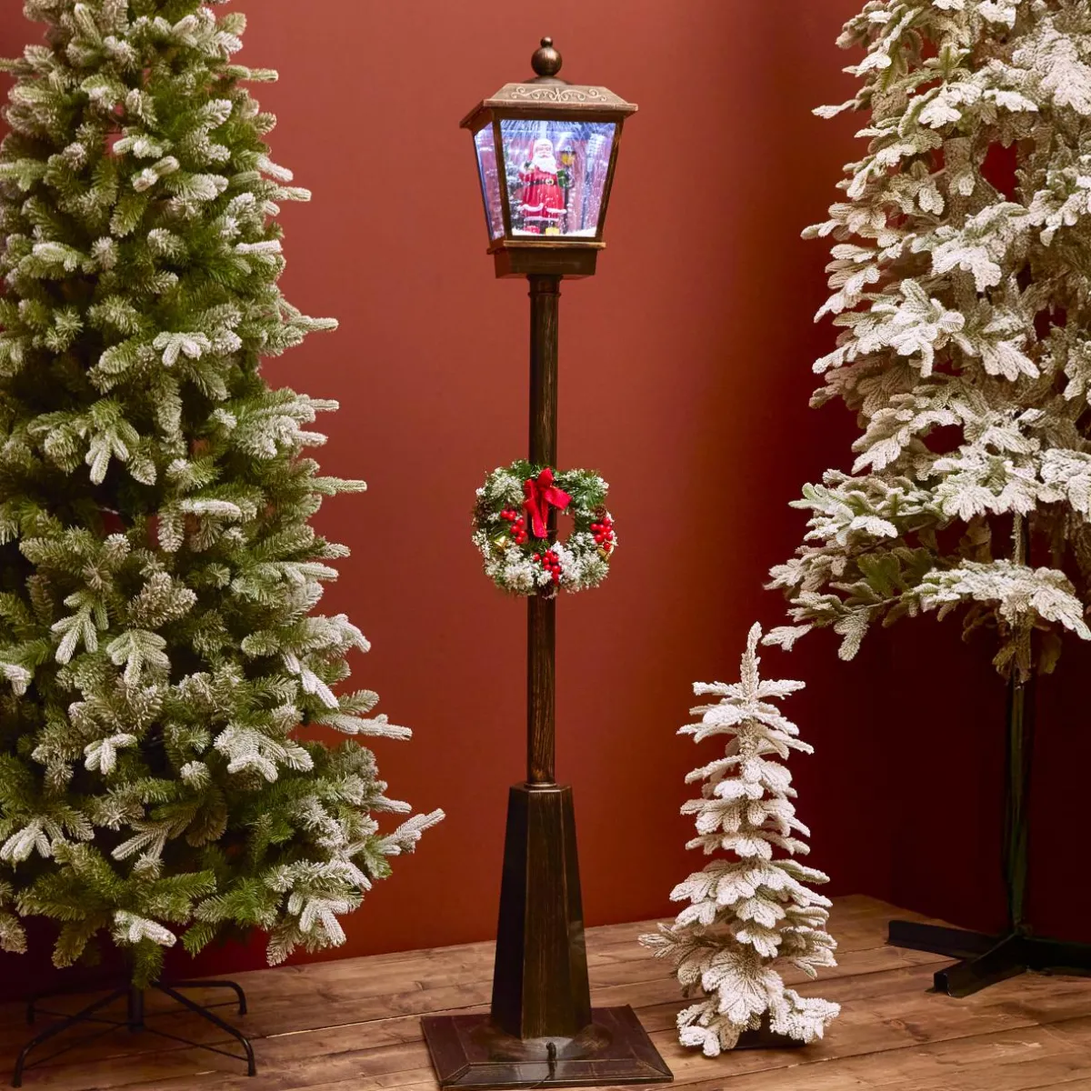 KAEMINGK Lampadaire de Noël illuminé et animé 33 LED (H180 cm) Neige tombante Noir Hot