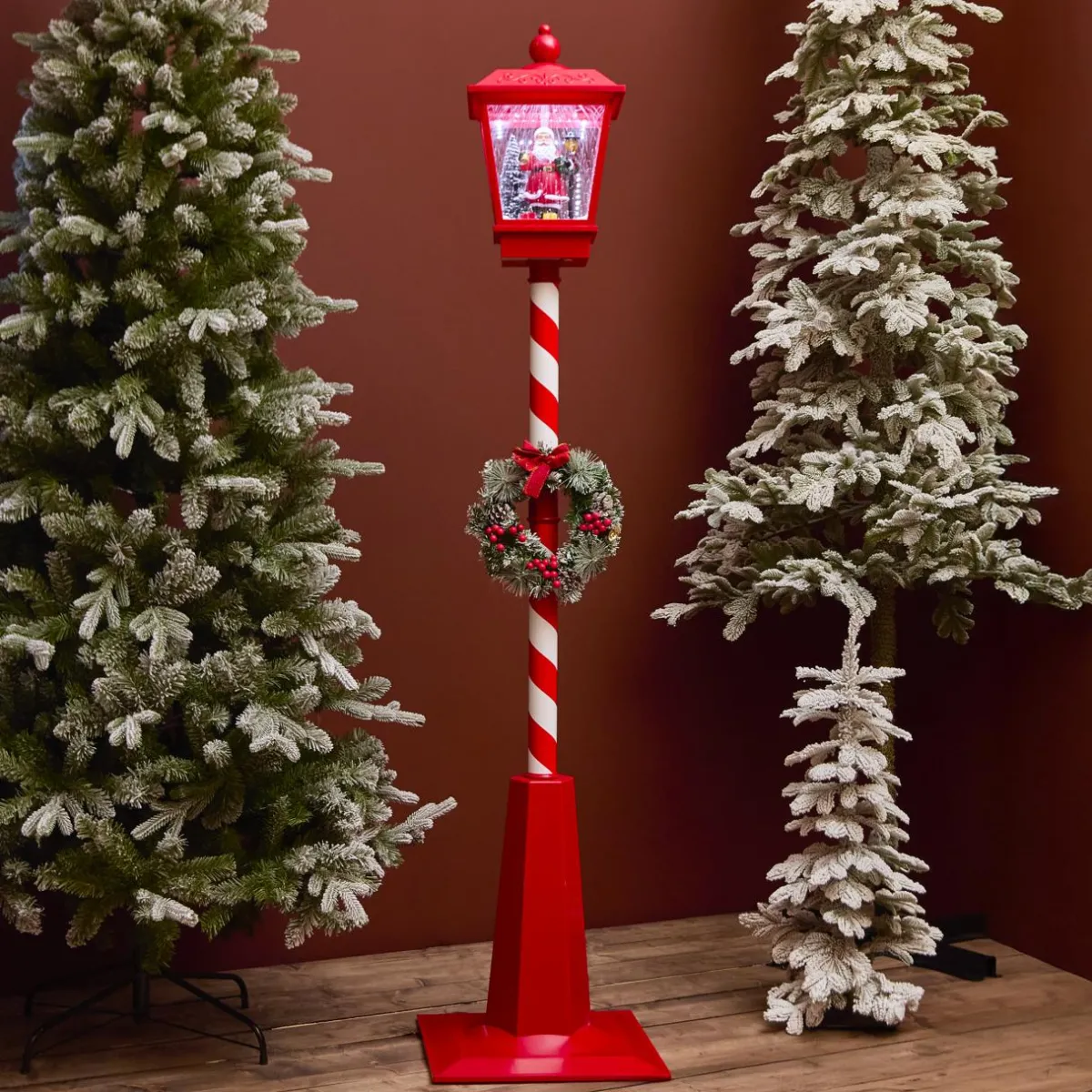 KAEMINGK Lampadaire de Noël illuminé et animé 33 LED (H180 cm) Neige tombante Rouge Online