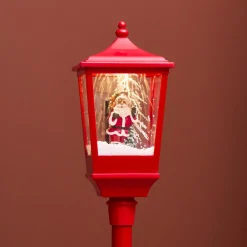 KAEMINGK Lampadaire de Noël illuminé, musical et animé 10 LED (H185 cm) Neige tombante Rouge