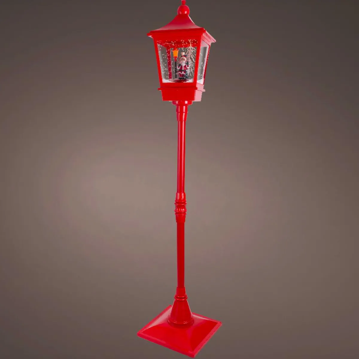 KAEMINGK Lampadaire de Noël illuminé, musical et animé 10 LED (H185 cm) Neige tombante Rouge