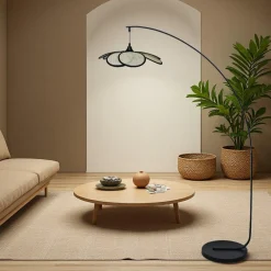 EMINZA Lampadaire design pétale (H156 cm) Teruel Noir Hot