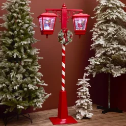 KAEMINGK Lampadaire double illuminé 66 LED (H188 cm) Noël Magique Rouge Best