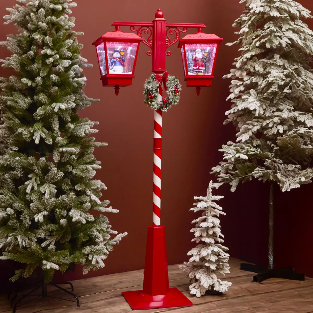 KAEMINGK Lampadaire double illuminé 66 LED (H188 cm) Noël Magique Rouge Best
