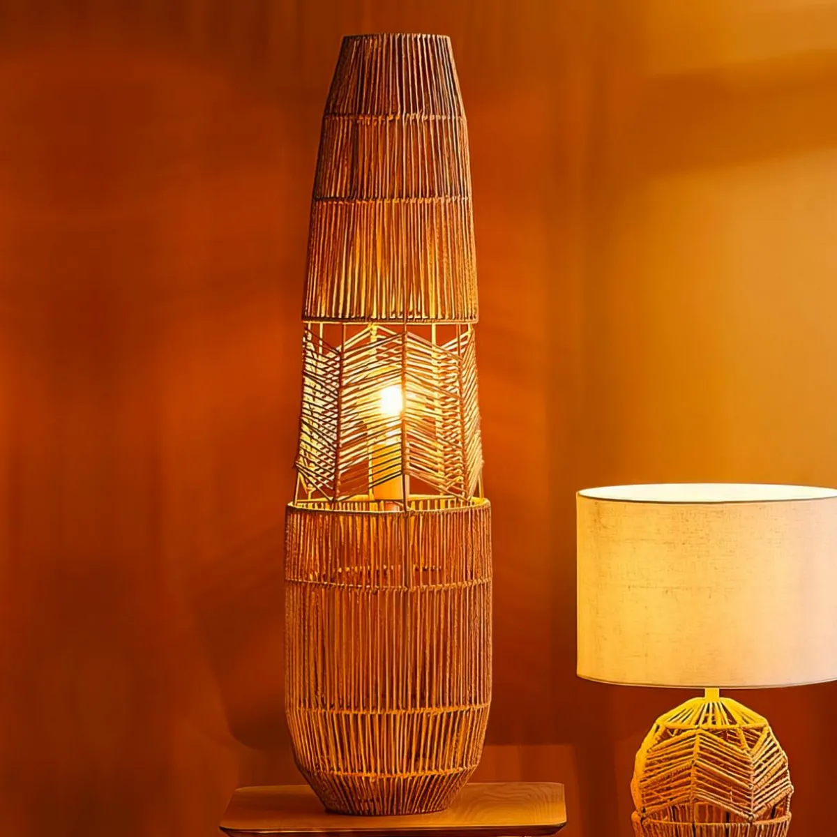 OSTARIA Lampadaire en cordes (H90 cm) Ajay Naturel Discount