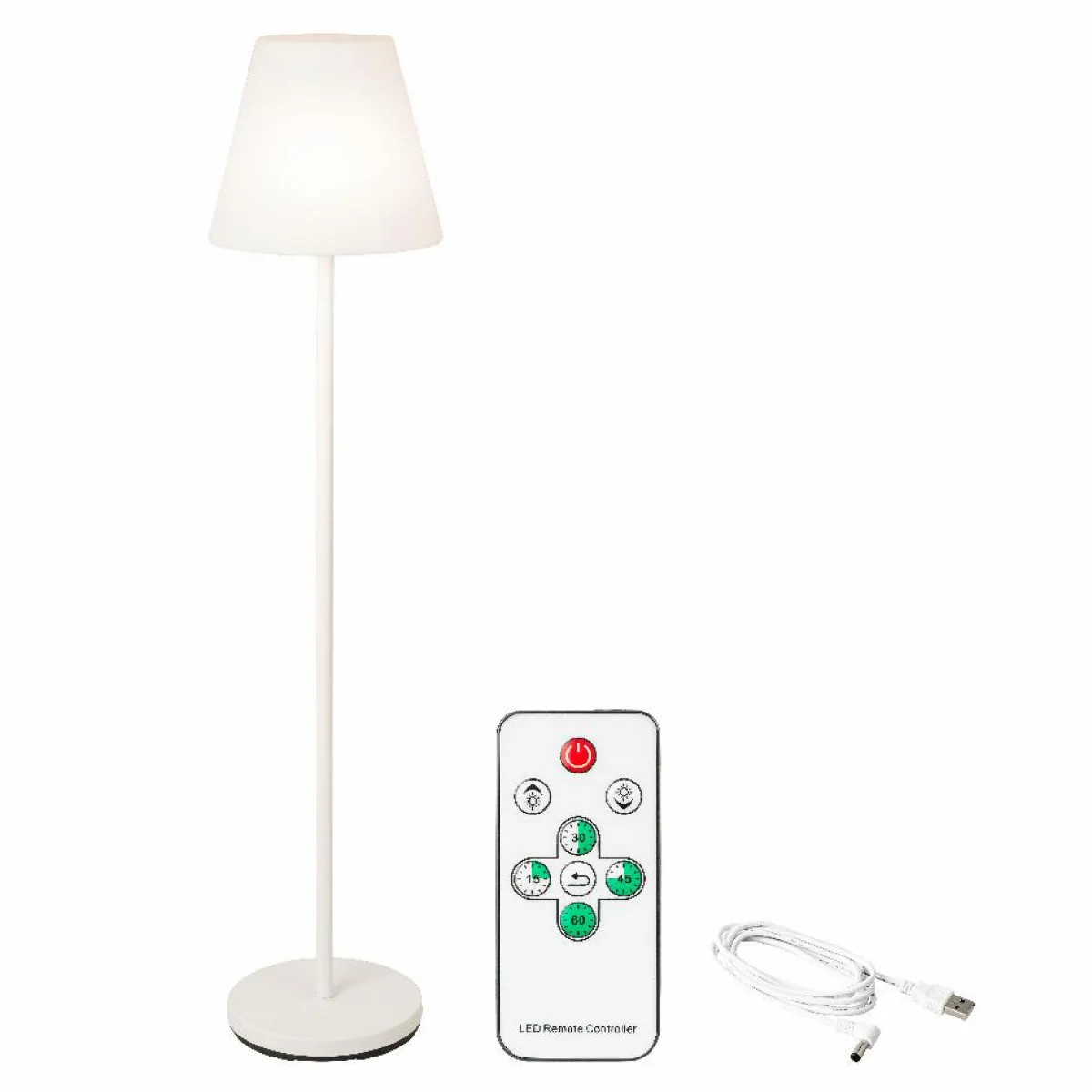 #N/A Lampadaire extérieur sans fil rechargeable USB LED (H150 cm) Brooklyn Blanc Sale