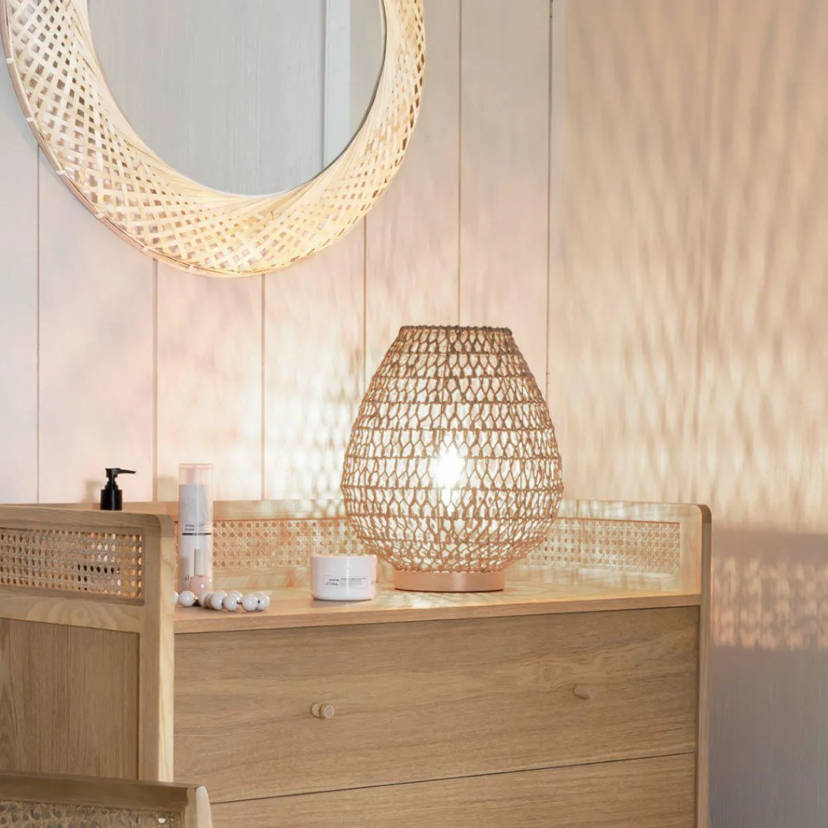 ATMOSPHERA Lampe à poser bois et papier (H35,5 cm) Etel Naturel Online