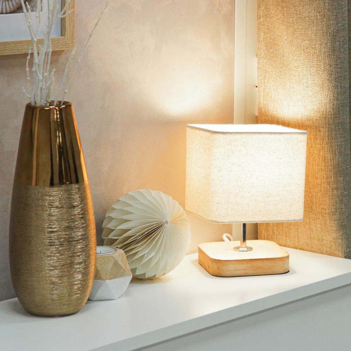 ATMOSPHERA Lampe à poser bois (H21 cm) Toxey Ivoire Clearance