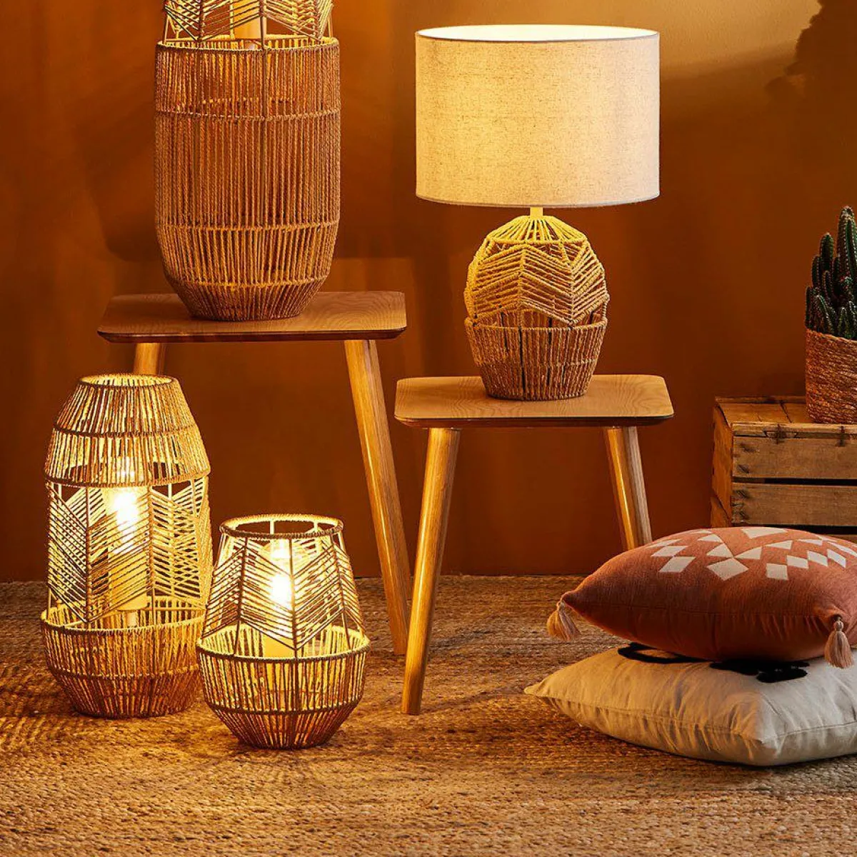 OSTARIA Lampe à poser corde tressée (H26 cm) Ajay Naturel