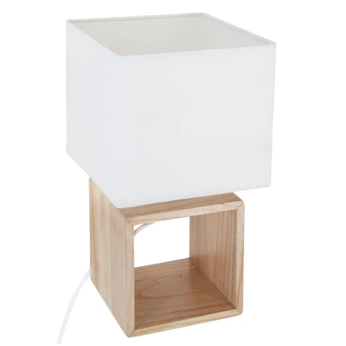 ATMOSPHERA Lampe à poser en bois (H32 cm) Kara he Blanc New