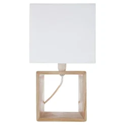 ATMOSPHERA Lampe à poser en bois (H32 cm) Kara he Blanc New