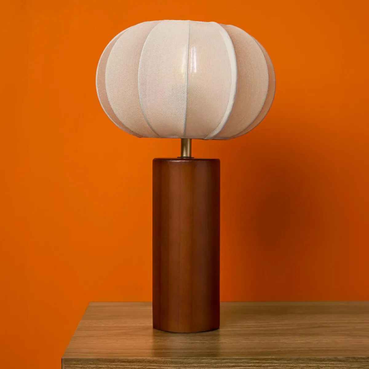 OSTARIA Lampe à poser en coton (H36 cm) Mira Bois foncé Naturel Clearance