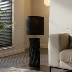 OSTARIA Lampe à poser en Céramique (H104 cm) Twist e Noir Sale
