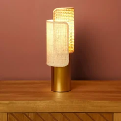 OSTARIA Lampe à poser en métal (H28 cm) Luma et doré Beige New