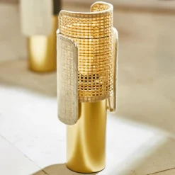 OSTARIA Lampe à poser en métal (H28 cm) Luma et doré Beige New