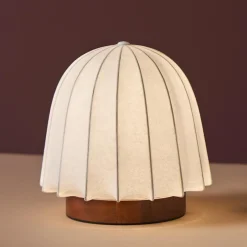 OSTARIA Lampe à poser en Tissu et Métal (H19 cm) Marcel Marron New