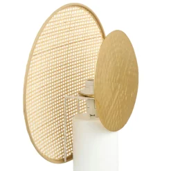 OSTARIA Lampe à poser métal et bambou (H32 cm) Olympe Beige et dé Or Sale