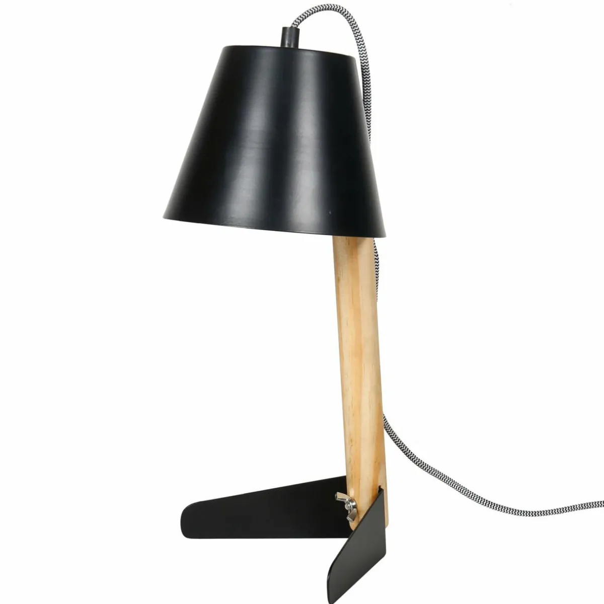 OSTARIA Lampe à poser métal (H25 cm) Gia et bois clair Noir