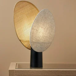OSTARIA Lampe à poser rotin et lin (H40 cm) Almeria Beige Best