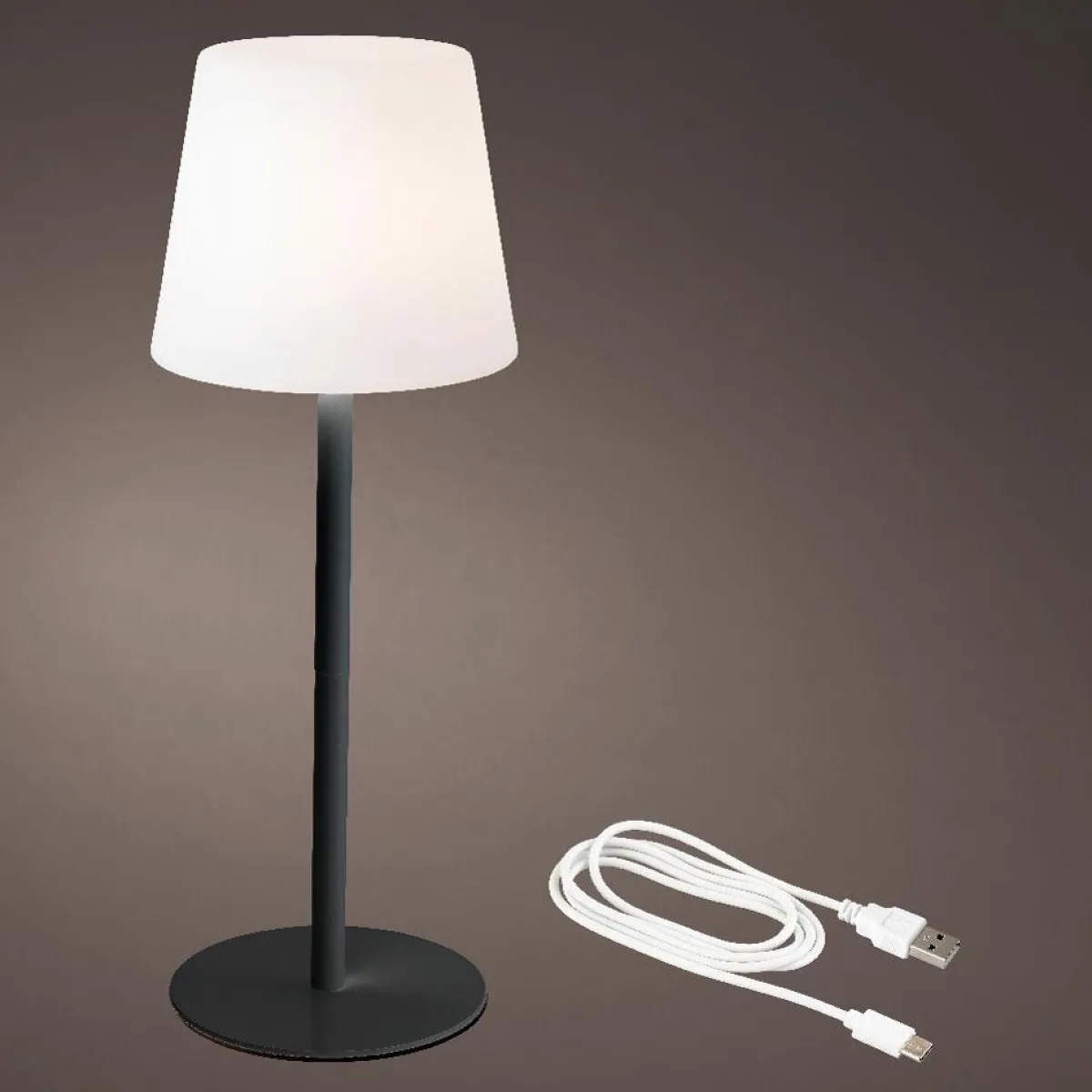 #N/A Lampe de table sans fil rechargeable USB (H40 cm) Manhattan Noir Outlet