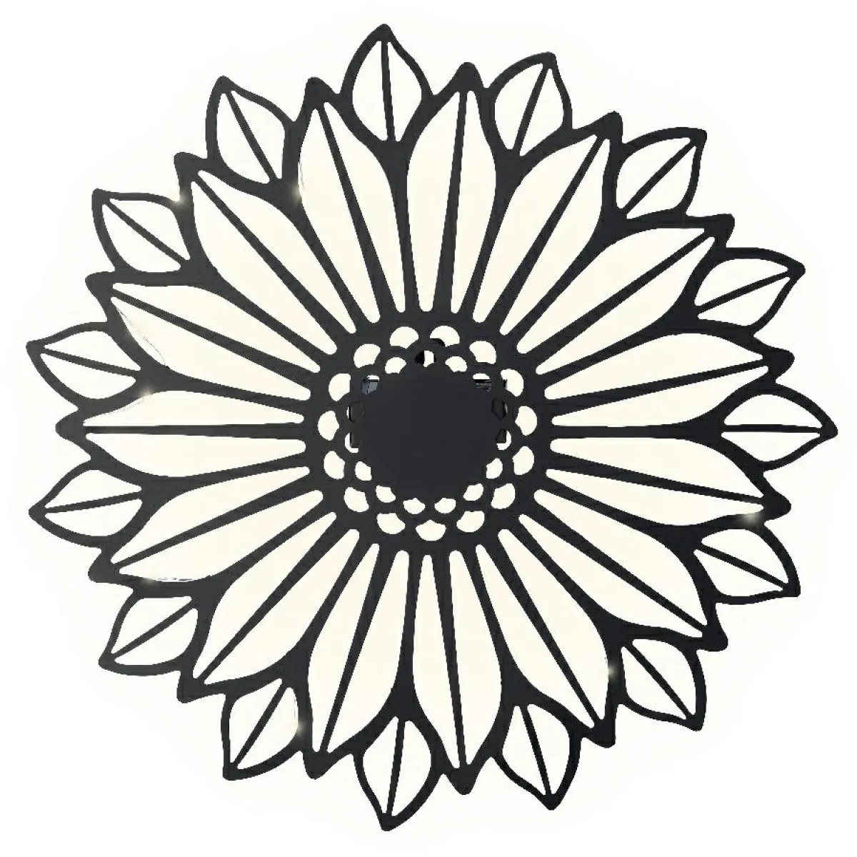 KAEMINGK Lampe murale solaire en métal (D37 cm) Tournesol et blanc chaud Noir Best