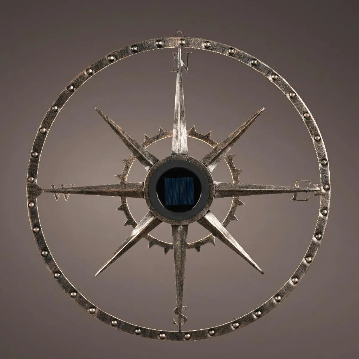 KAEMINGK Lampe murale solaire en métal (D41 cm) Compass pâtiné et blanc chaud Or Online