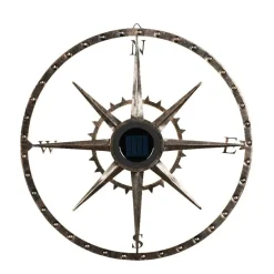 KAEMINGK Lampe murale solaire en métal (D41 cm) Compass pâtiné et blanc chaud Or Online