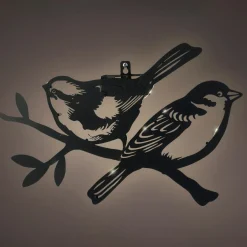 #N/A Lampe murale solaire en métal (H23,5 cm) Duo d'oiseaux Noir Online